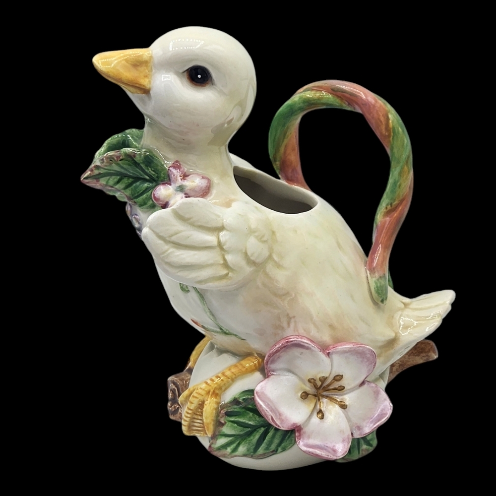Vintage Fitz & Floyd Garden Rhapsody Duck Creamer Pitcher Ceramic Spring Decor